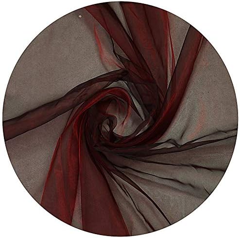 VDS Burgundy Organza Fabric, 35 Yards Continuous, 45” Wide, Wedding Party Decoration Iridescent Crystal Sheer Shiny Organza Tulle Bridal Dress DIY Crafts Costume Sewing Backdrop Arch Cloth