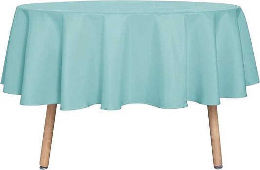 sancua Round Tablecloth - 60 Inch - Water Resistant Spill Proof Washable Polyester Table Cloth Decorative Fabric Table Cover for Dining Tables, Buffet Parties and Camping, Turquoise