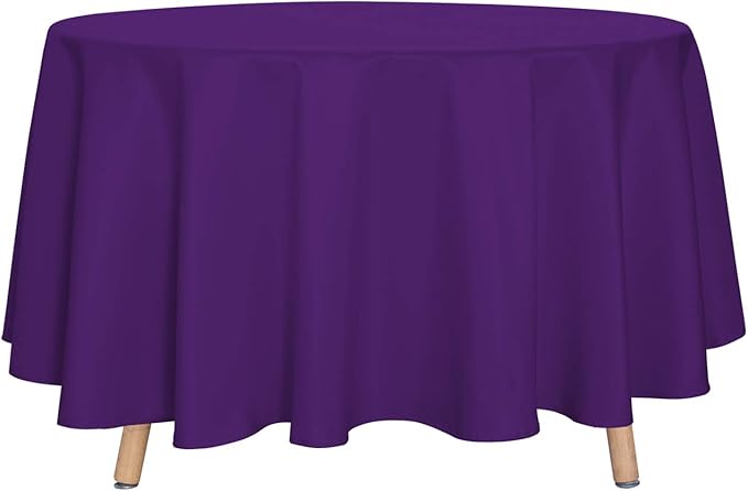 sancua Round Tablecloth - 90 Inch - Water Resistant Spill Proof Washable Polyester Table Cloth Decorative Fabric Table Cover for Dining Tables, Buffet Parties and Camping, Purple