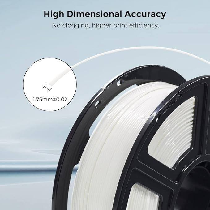 FLASHFORGE 3D Printer Filament, PLA PRO Filament 1.75mm, 1KG Spool (2.2lbs), Dimensional Accuracy +/- 0.02mm for FDM 3D Printers, Better Tenacity & No Knotting (White)