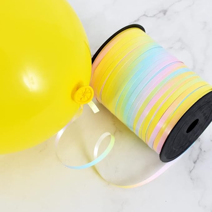 BEISHIDA 500 Yards Rainbow Curling Ribbon Pastel Balloon String, Light Color Balloon Ribbon for Crafts Colorful Crimped Curling Ribbon for Gift Wrapping Party Art Florist Flowers Decoration Supplies