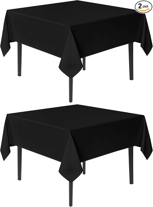 sancua Small Square Tablecloths 2 Pack - 36x36 Inch - Black Table Cloth for Square or Round Tables, Washable Polyester Fabric Table Cover for Nightstand End Bedside Tables