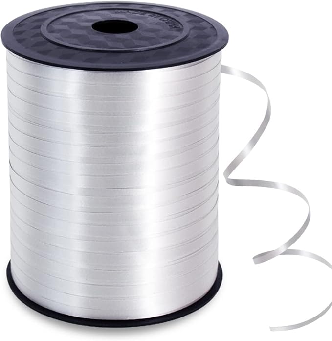 TONIFUL 500 Yards Curling Ribbon-Balloon Ribbon-Balloon String for Art&Craft Decor,Gift Wrapping,Ribbons and Bows for Christmas New Year Birthday Gifts (Silver)
