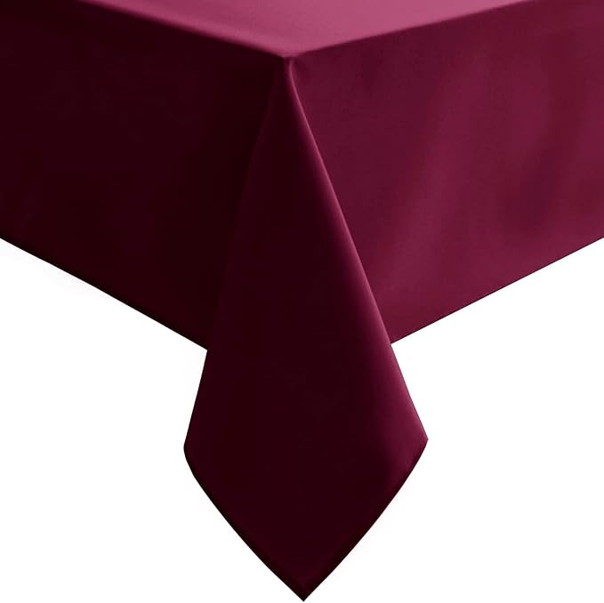 Hiasan Burgundy Tablecloth for Rectangle Tables - Waterproof and Spillproof Washable Fabric Table Cloth for Dining Room Kitchen Party, 60 x 84 Inch