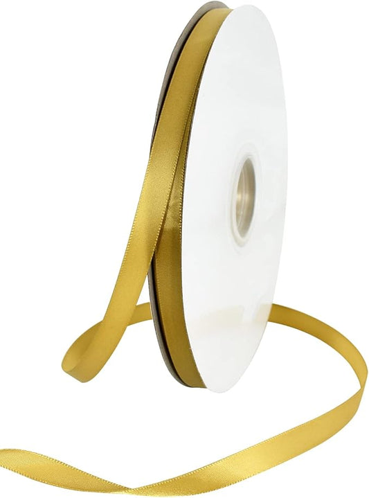 TONIFUL 3/8 Inch x 100yds Dark Gold Satin Ribbon Thin Solid Fabric Ribbons Roll for Gift Wrapping Invitation Floral Hair Balloon Craft Sewing Party Wedding Popsicles Decoration Valentine's Day Bouquet