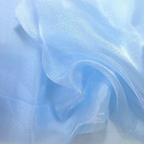 VDS Baby Blue Organza Fabric, 60 Yards Continuous, 45” Wide, Wedding Party Decoration Iridescent Crystal Sheer Shiny Organza Tulle Bridal Dress DIY Crafts Costume Sewing Backdrop Arch Cloth