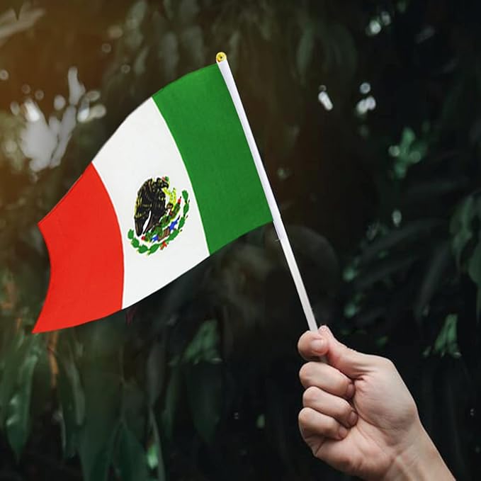 Mexico Flag Mexican Flag, Small Mini Handheld Mexico Flags on Stick, Ideal for Party Parades Sports Events Patriotic Festival Decorations