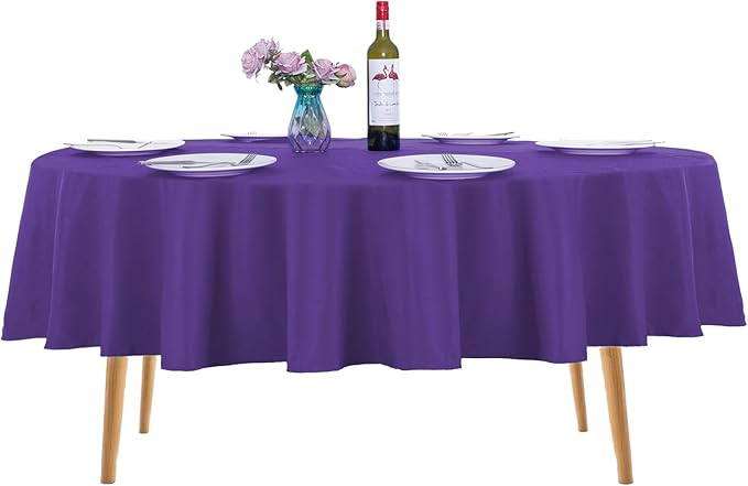 Ascoza 2pack 90 Inch Purple Round Tablecloth in Washable Polyester Fabric for Wedding/Banquet/Restaurant/Parties