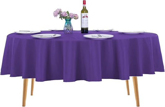 Ascoza 2pack 70 Inch Purple Round Tablecloth in Washable Polyester Fabric for Wedding/Banquet/Restaurant/Parties