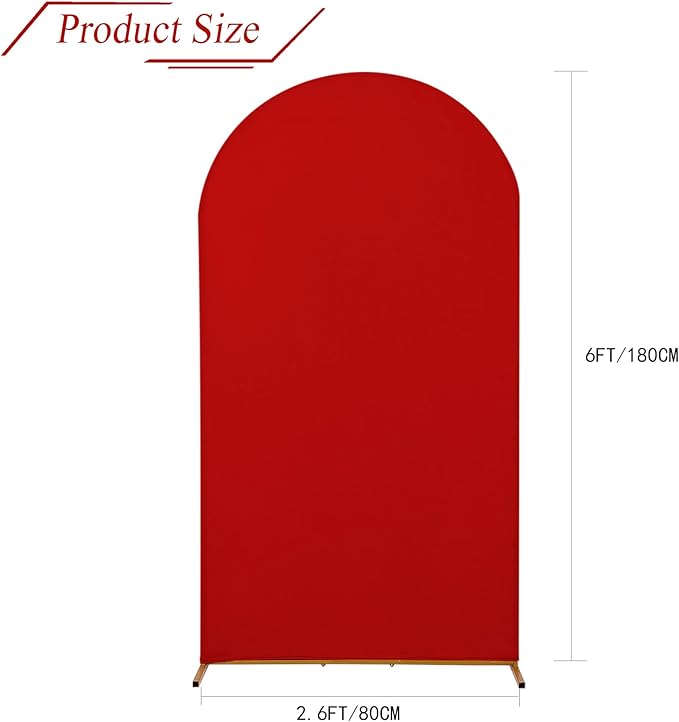 bricia Wedding Arch Backdrop Stand Cover, 6FT Double Sided Stretchy Arch Cover Fitted Wedding Birthday Party Banquet Decoration (Red 72''Lx31.2''W)