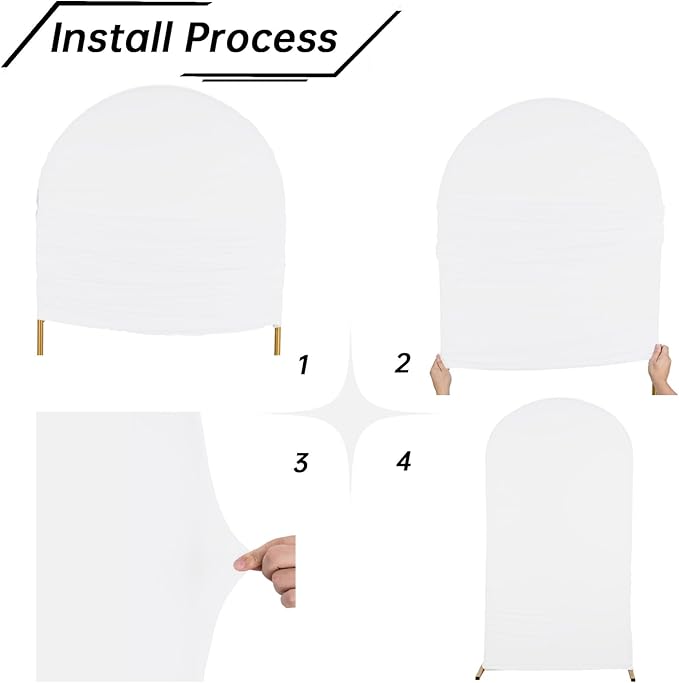 bricia Wedding Arch Backdrop Stand Cover, 5FT Double Sided Stretchy Arch Cover Fitted Wedding Birthday Party Banquet Decoration (White 60''Lx25.2''W)
