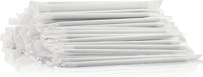 [400 Pack] Chunspak 5.75 inch Disposable Black Paper Cocktail Straws, Paper Bar Stirrers - Individually Wrapped