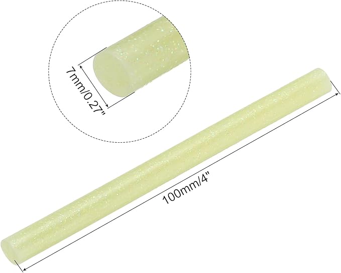 uxcell 20pcs Hot Glue Sticks for Glue Gun 7mm/0.28-inch x 4-inch Mini Hot Melt Adhesive Glue Stick Glitter Yellow