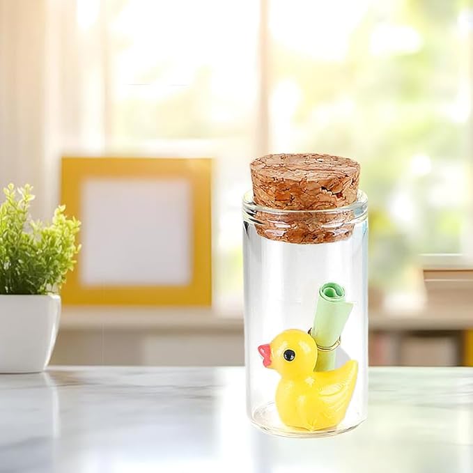 Tiny Duck Message in a Bottle with Wishing Paper – Romantic Gift for Husband, Wife, Boyfriend, Girlfriend – Perfect for Anniversary, Valentine, or Just Because