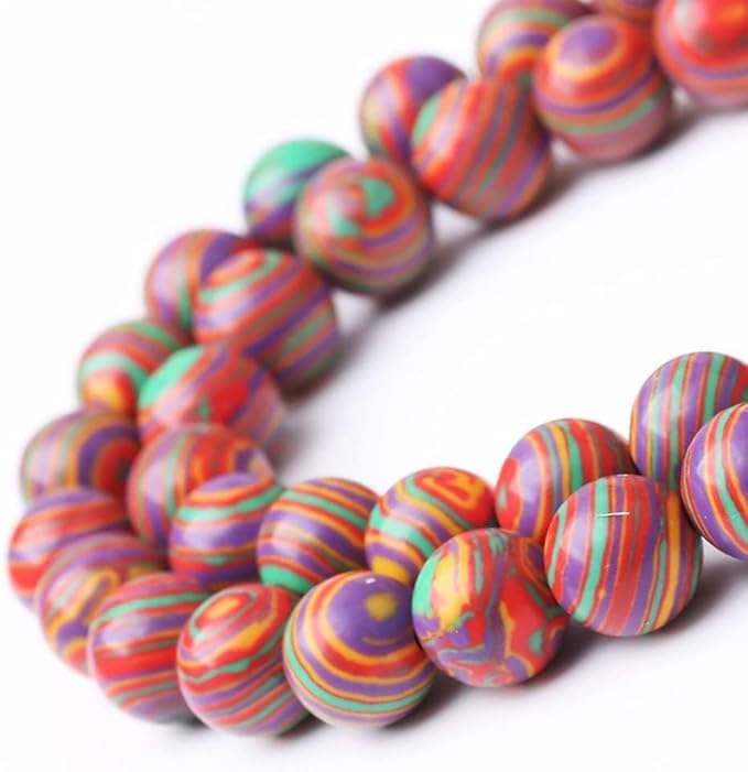 Painted Peacock Turquoise Stone Beads Gemstone Round Crystal Energy Jade Beads Stone Beads for Jewelry Making DIY Bracelet Necklace Jewelry Making 1 Strand 15.5inch 45PCS 8MM