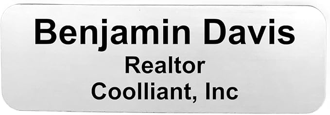 Custom Laser Engraved Name Tag Badges for Business or Employees Position Identification - Personalized Text for Your Name Plate or ID Tags, 1 x 3 inches, Made in CA, USA (Silver, 1 x 3 inches)