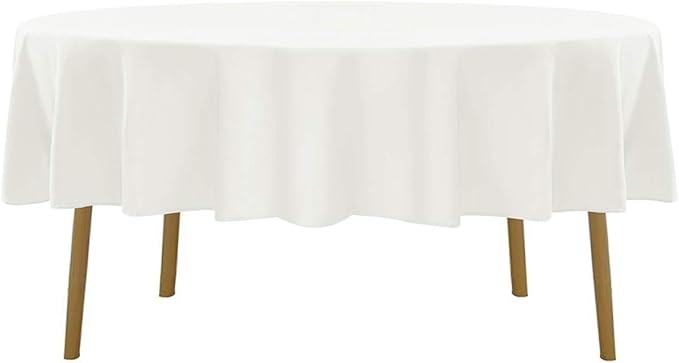 120 inch Round Tablecloth Washable Polyester Table Cloth Decorative Table Cover for Wedding Party Dining Banquet（12 Pack 120 inch,Ivory）