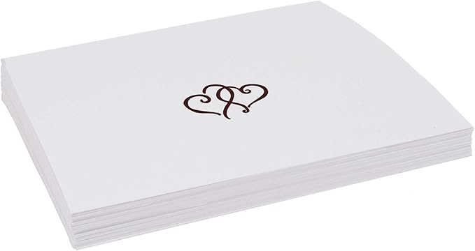 Linked Hearts Place Cards, Chocolate (Choose Color), Set of 150, Pre-cut and Scored - Wedding, Party, Dinner, and Special Events - Made in the USA