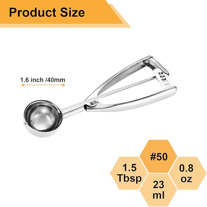 Cookie Scoop 1.5 Tablespoon, Small Cookie Dough Scoop, Cookie Scoops for Baking, Ice Cream Scoop, Selected 18/8 Stainless Steel for Making Cookie, Melon Ball, Ice Cream, Meatball