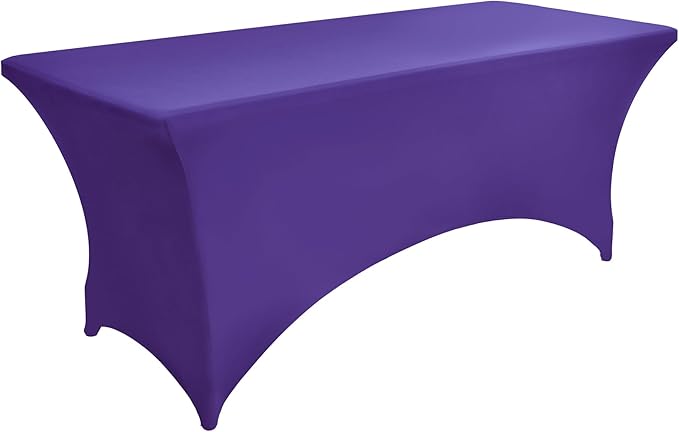 2-Pack 6ft Spandex Table Covers for Rectangle Standard Folding Tables - Wrinkle Resistant Stretch Tablecloths - Ultimate Fitted Table Protector for Parties, Trade Shows, Banquet