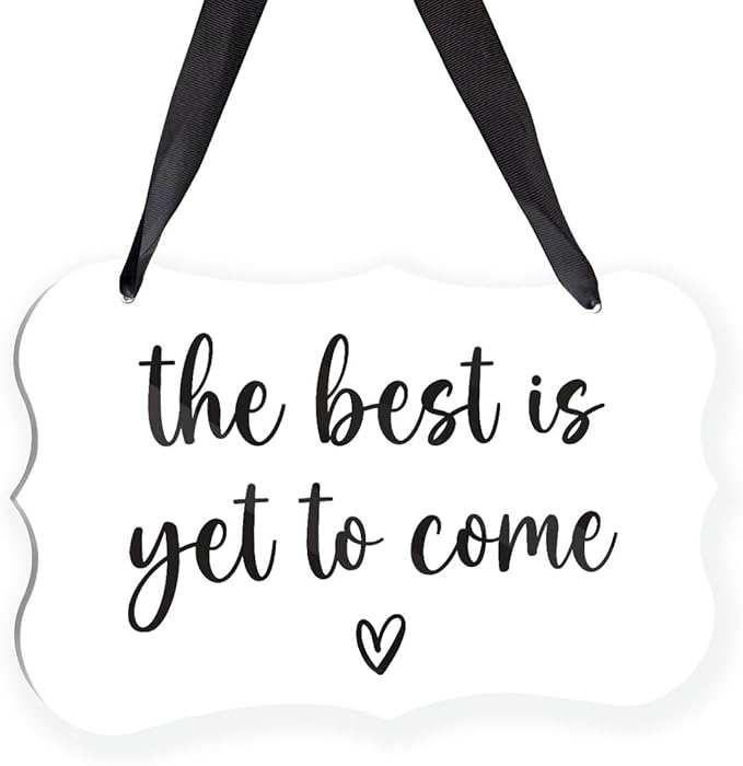 Acrylic Wedding Sign, Ring Bearer Sign, Rustic Wedding Decor Signs, Acrylic Wall Art With Ribbon for Chairs Weddings Decoration and Event Party - The Best is Yet to Come (White)