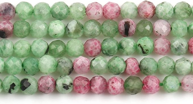 Song Xi 120pcs 3mm Natural Ruzy Zoite Gemstone Beads Faceted Round Loose Stone Beads for Jewelry Making