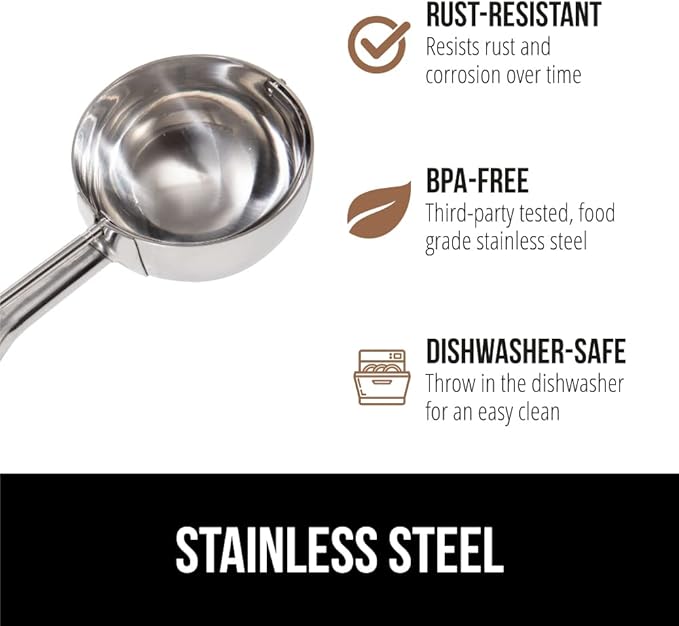 GORILLA GRIP Stainless Steel Cookie Scoop for Baking, 1 TBSP, Multipurpose Melon Baller, Meatball Spring Scoops, Perfect Portion Sizes, Easy Food Release, Scooper Size 60, BPA-Free Kitchen Tool, Black