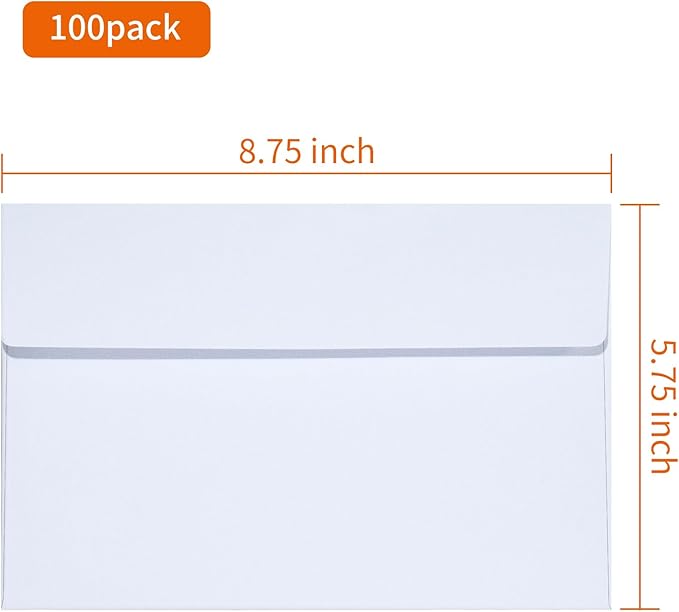A9 Invitation Envelopes 50 Pack White 5 3/4 x 8 3/4 Inches Self Seal Printable Envelopes for 5x8 Cards,Azaza