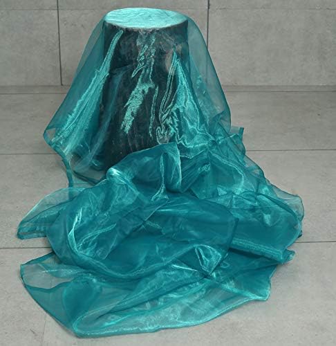 VDS Light Teal Organza Fabric, 75 Yards Continuous, 45” Wide, Wedding Party Decoration Iridescent Crystal Sheer Shiny Organza Tulle Bridal Dress DIY Crafts Costume Sewing Backdrop Arch Cloth