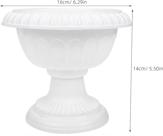 4pcs Mini Roman Style Flower Pots, Plastic Wedding Flower Containers, Decorative Pedestal Planters for Home, White, 6.29 x 6.29 x 5.51 Inch