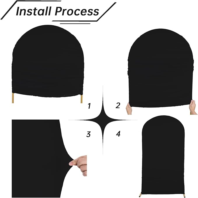 bricia Wedding Arch Backdrop Stand Cover, 6.6FT Double Sided Stretchy Arch Cover Fitted Wedding Birthday Party Banquet Decoration (Black 79.2''Lx39.6''W)