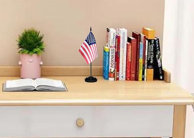 12 Pack American Desk Flags Set USA Small Mini Table Office US Miniature Desktop Flag Home Office Decoration