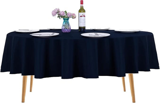 Ascoza 2pack 90 Inch Navy Round Tablecloth in Washable Polyester Fabric for Wedding/Banquet/Restaurant/Parties…