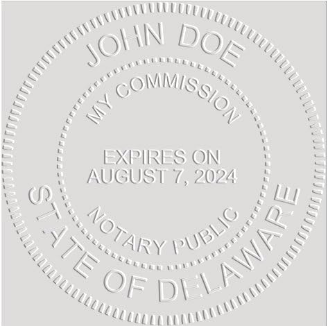 MaxMark Notary Seal Round Pink Embosser for Delaware State - Includes Gold Burst Seal Labels (50 Count)