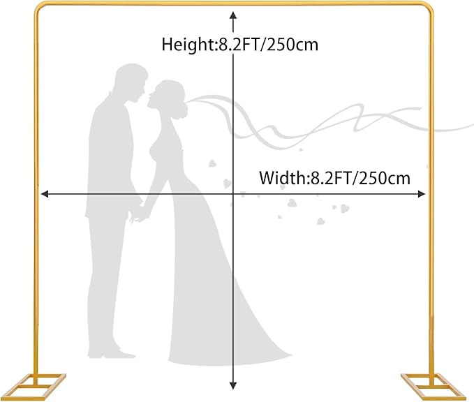 Wedding Arch Backdrop Stand Square 8.2FT Heavy Duty Metal Frame, Balloon Arch Stand Adjustable Photo Booth Decor for Baby Showers, Halloween Parties, Birthdays, Anniversaries