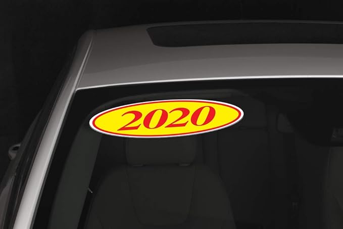 EZ-Line Oval Model Windshield Year Stickers for Car Windows Red and Yellow Large Vinyl Dealership Supplies 1 Dozen Pro Pack (2020)