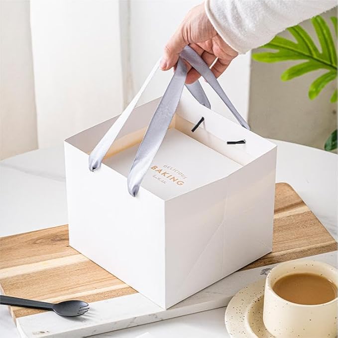 ADIDO EVA White Square Gift Bags Mini Size Square Bottom Paper Bags with Handles for Party Favor (4x4x4 In, 10 CT)