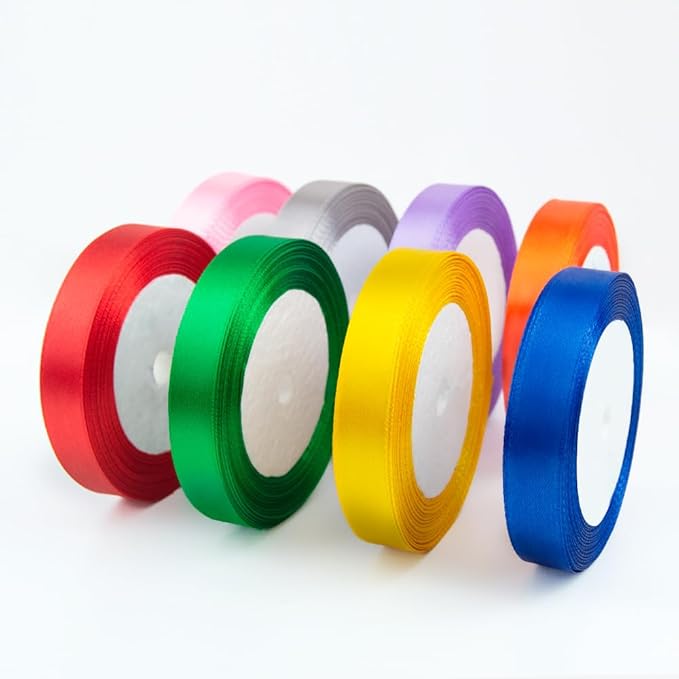 KMER LIFE 3/8 Inches x 25 Yards Wine Red Satin Ribbon Solid Fabric Ribbons for Crafts, Wedding Decor, DIY Hair Accessories, Sewing, Gift Package Wrapping, Valentine's Day Bouquet and More