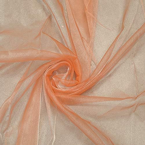 VDS Peach Organza Fabric, 75 Yards Continuous, 45” Wide, Wedding Party Decoration Iridescent Crystal Sheer Shiny Organza Tulle Bridal Dress DIY Crafts Costume Sewing Backdrop Arch Cloth
