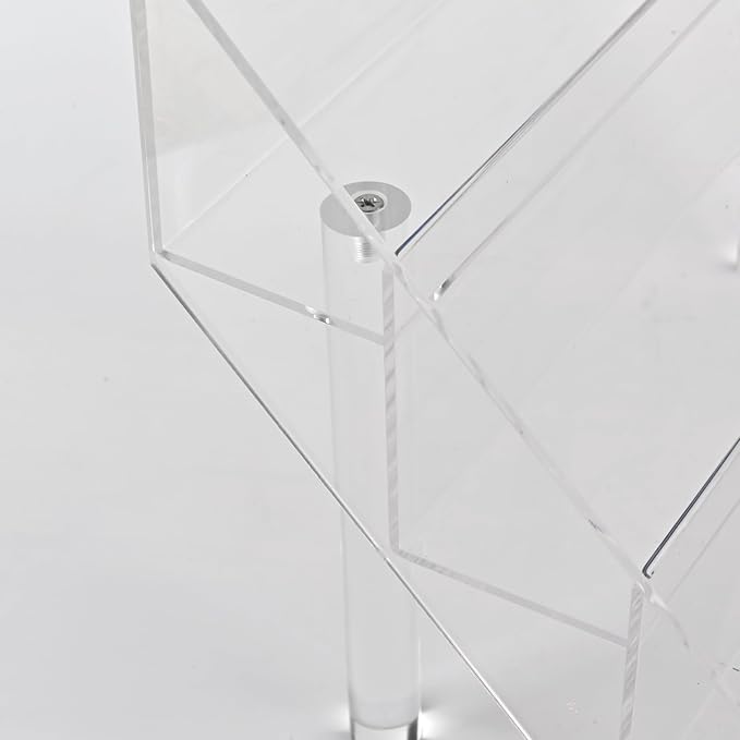 PecMuikee Greeting Card Display, 4 Tiers Clear Acrylic Sticker Display Stand for Vendors Retail, Display Photo Stand for Counter Tabletop Display Supplies, 1 Set
