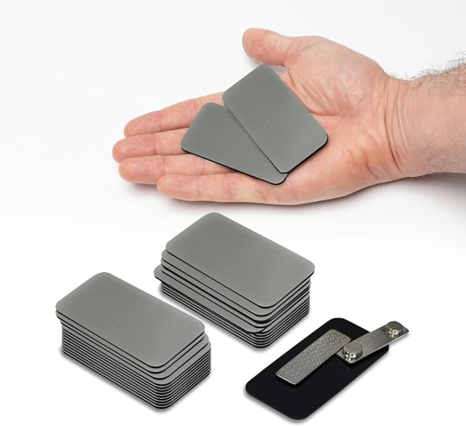 Brushed Silver Name Tag Blanks – 25 Pack, 1.5" x 3", Round Corners, Engravable Plastic Badges with Magnetic Backing – All Quality Badges
