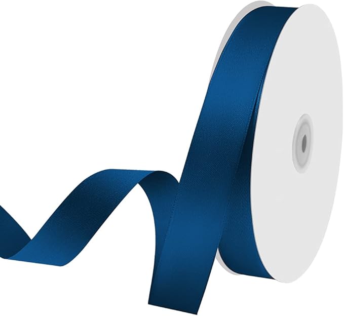 1" x 100 Yards Satin Ribbon - Navy Blue Silk Ribbon with Spool - Ideal for Gift Wrapping, Floral Bouquets, Crafts, Wedding Party Decorations, Christmas and Sewing Projects