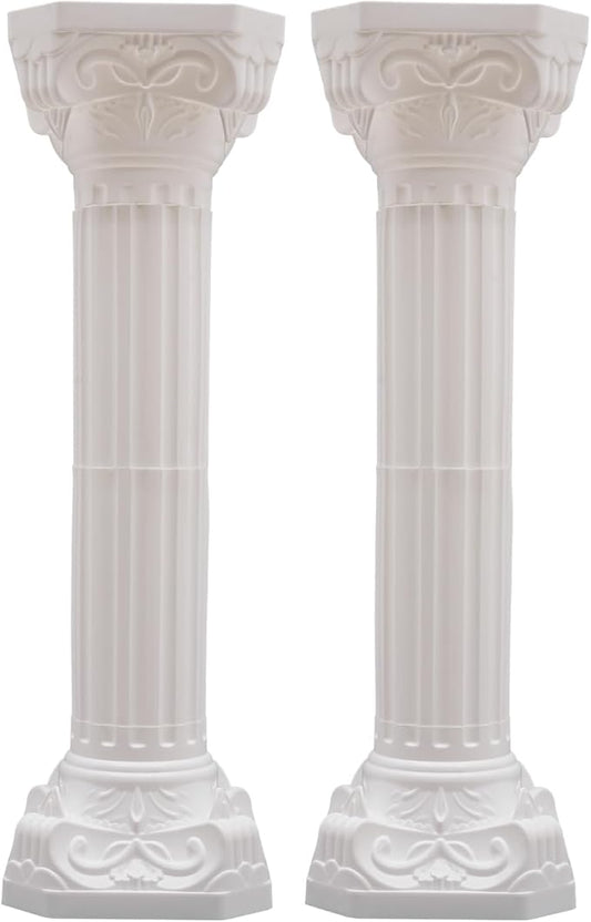 Roman Pillars Decoration Party Flower Pot Columns Set 2Pcs Decor Pedstal Stand 34.65in Flower Floral Wedding Party Event Road Decorative Columns (34.65in 2Pcs Style3)