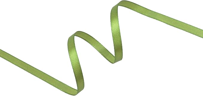 Olive Green Satin Ribbon 1/4 inch X Continuous 25 Yards, Single Face Polyester Ribbon Perfect for Gift Wrapping, Flower Bouquet, Wedding Decor, Crafts, Bow Making, Sewing and More