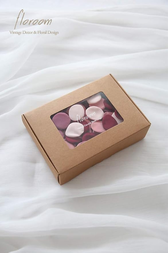 Floroom 500pcs Rose Petals Burgundy Maroon Faux Silk Flower Petals for Wedding Flower Girl Basket Aisle Scatter Dinner Table Centerpieces Party Confetti Bridal Shower Romantic Night Decoration