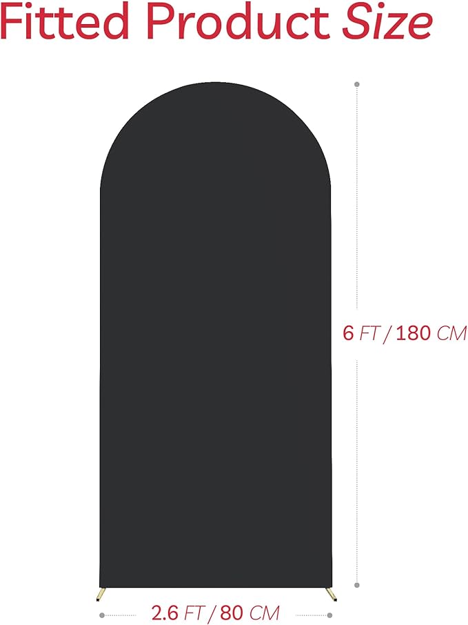 Arch Backdrop Stand Cover 6Ft Black Thick Spandex Fabric Arch Backdrop Cover High Elasticity Fitted Round Top for Wedding Birthday Party Baby Shower Garden Decoration