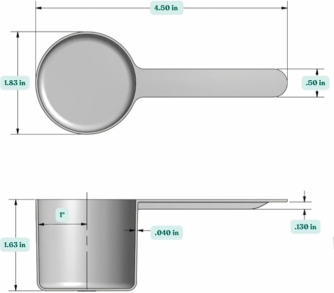 1/4 Cup (4 Tablespoon | 2 Oz. | 60 mL) Long Handle Scoop for Measuring Coffee, Pet Food, Grains, Protein, Spices and Other Dry Goods (Pack of 1)