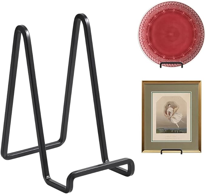 Plate Holder Easel Display Stand - 6 inch Metal Plate Stands for Display - Tabletop Picture Stand - Black Iron Easels for Display Pictures | Photo Frames | Book | Decorative Plates | Plaque - 4Pack