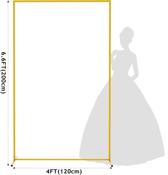 6.6FT x 4FT Wedding Arch Backdrop Gold Square Backdrop Stand Metal Balloon Arch Stand Rectangular Frame for Birthday Party Baby Shower Anniversary Decoration