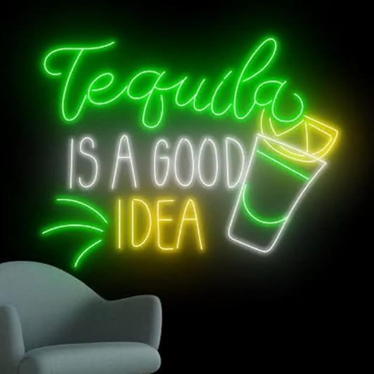 Tequila Is A Good Idea Neon Wall Sign, Tequila Led Wall Sign, Cocktail Neon Wall Light, Liquor Wall Sign, Bar Pub Sign, Event Party Décor Size:20inch